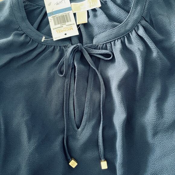 Michael Kors Cold Shoulder Long Sleeve Blouse - Midnight Blue Size Large - $110 - Picture 5 of 7